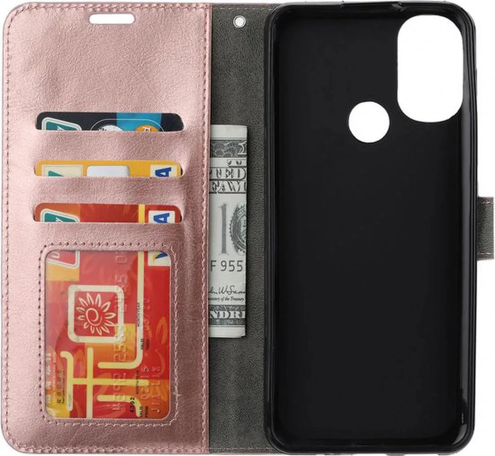 Motorola Moto G200 5G Hoesjes – Bookcase Portemonnee Hoes – Pasjeshouder – 1x Screenprotector – Roségoud-Ilumina Benelux
