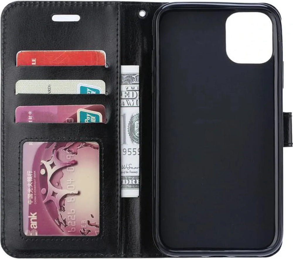 Xiaomi Redmi Note 10 4G/10S Hoesjes – Bookcase Portemonnee – Pasjeshouder – 3x Screenprotector – Zwart-Ilumina Benelux