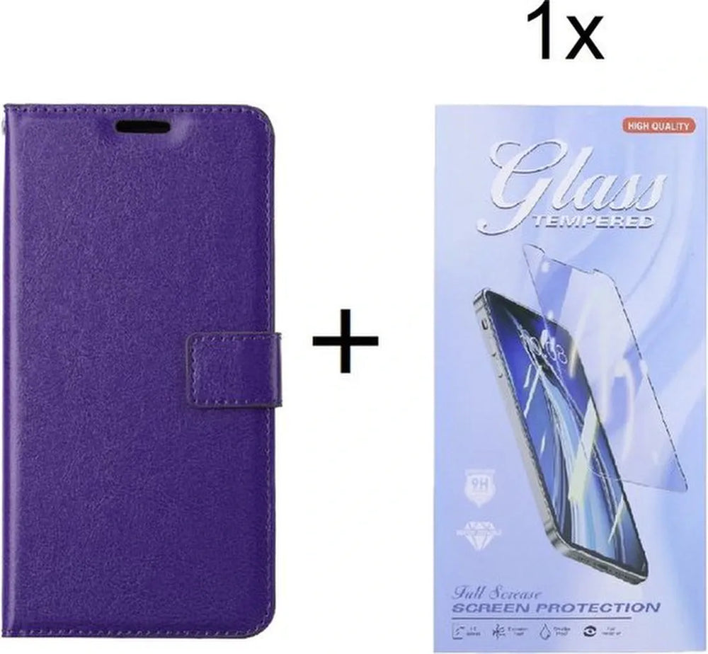 Motorola Moto G52/G82 Hoesjes – Portemonnee Bookcase – Pasjeshouder – Inclusief Screenprotector – Paars-Ilumina Benelux