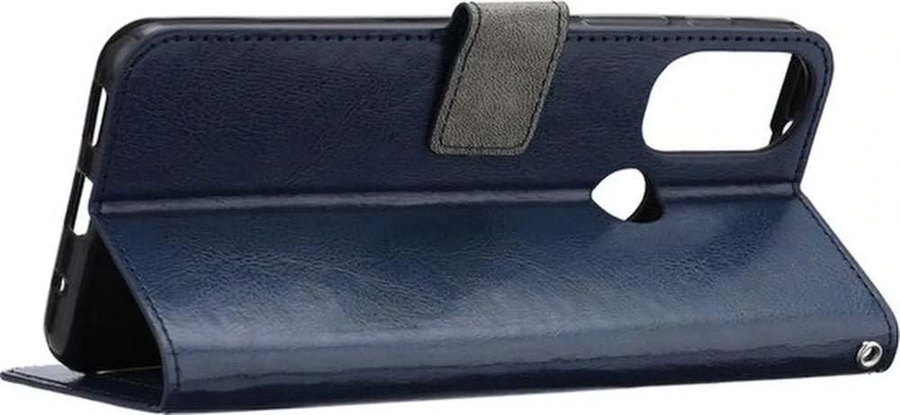Motorola Moto G22 Hoesjes – Portemonnee Bookcase – Pasjeshouder – Inclusief Screenprotector – Blauw-Ilumina Benelux