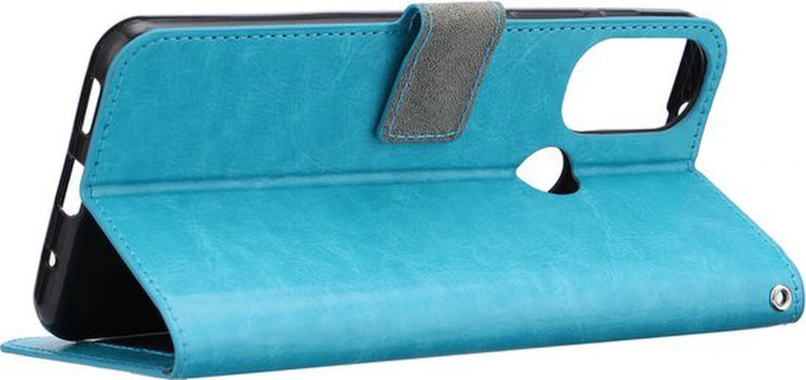 Bookcase Geschikt voor: Motorola Edge 30 Pro - Turquoise - Portemonnee hoesje met 2x Screenprotector