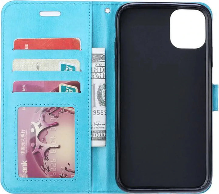 Oppo Find X5 Pro Hoesjes – Portemonnee Bookcase – Pasjeshouder – 3x Screenprotector – Turquoise-Ilumina Benelux