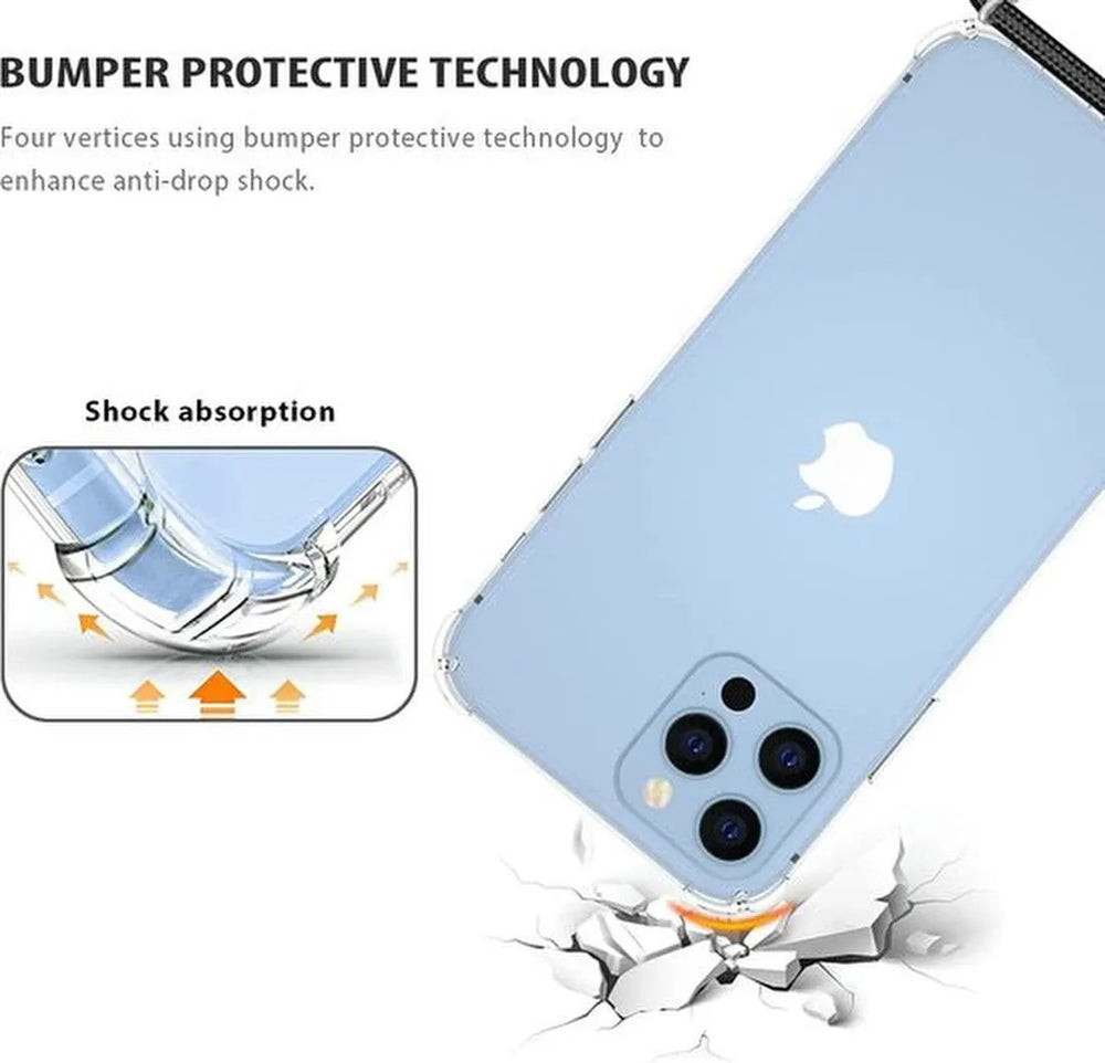 iPhone 13 Pro Max Hoesjes – Backcover met Koord – Schokbestendig Anti-Shock – Transparant-Ilumina Benelux