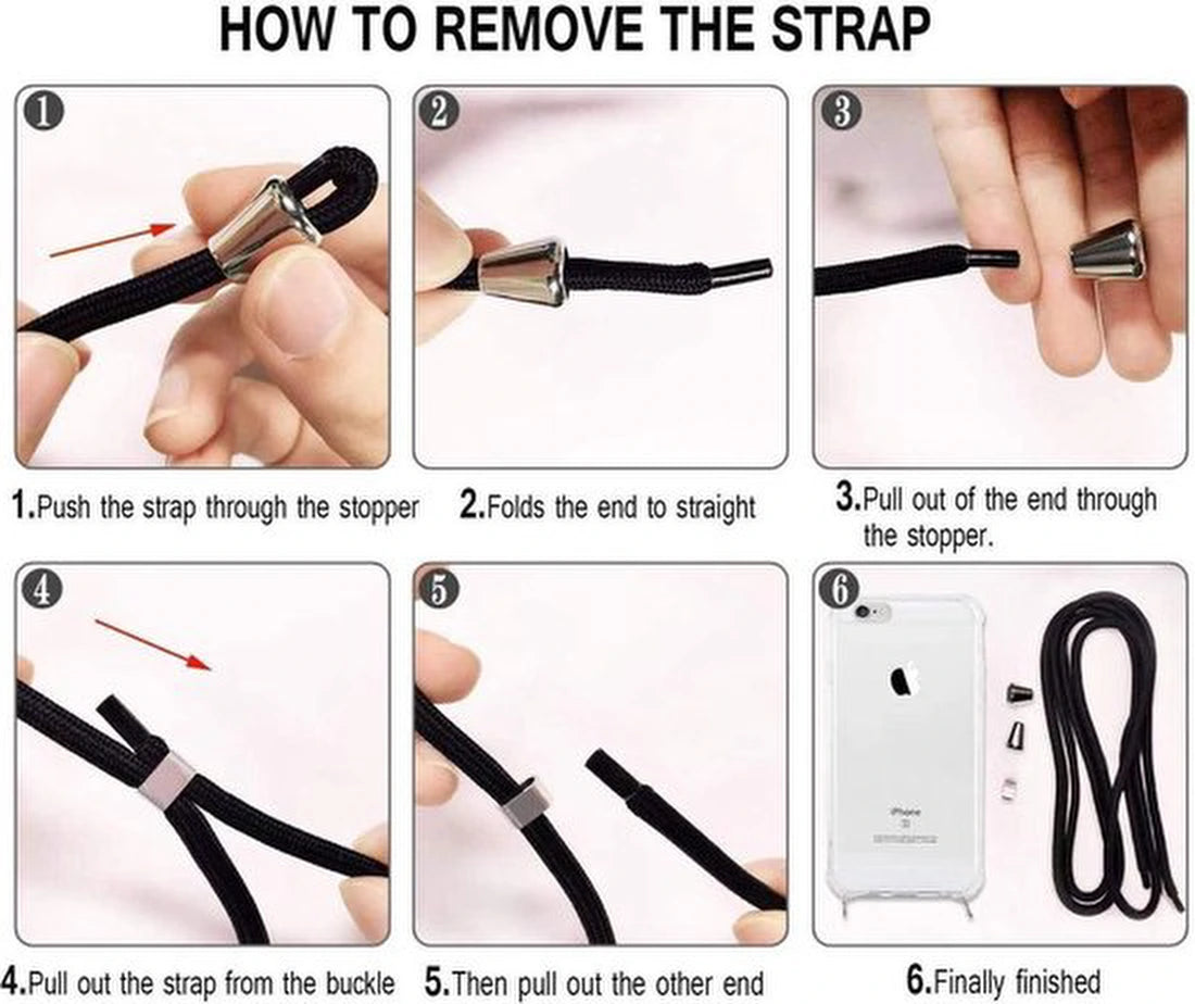 Samsung Galaxy A22 4G Hoesjes – Backcover met koord – Schokbestendig – Schouder- en nekriem – Zwart