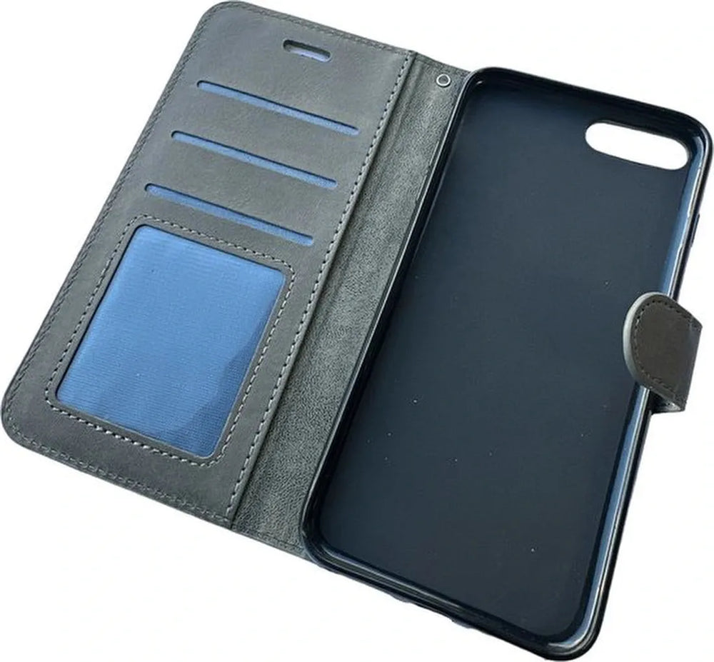 iPhone 6/6s Hoesjes – Portemonnee Bookcase – Magneetsluiting – Inclusief Screenprotector – Grijs-Ilumina Benelux