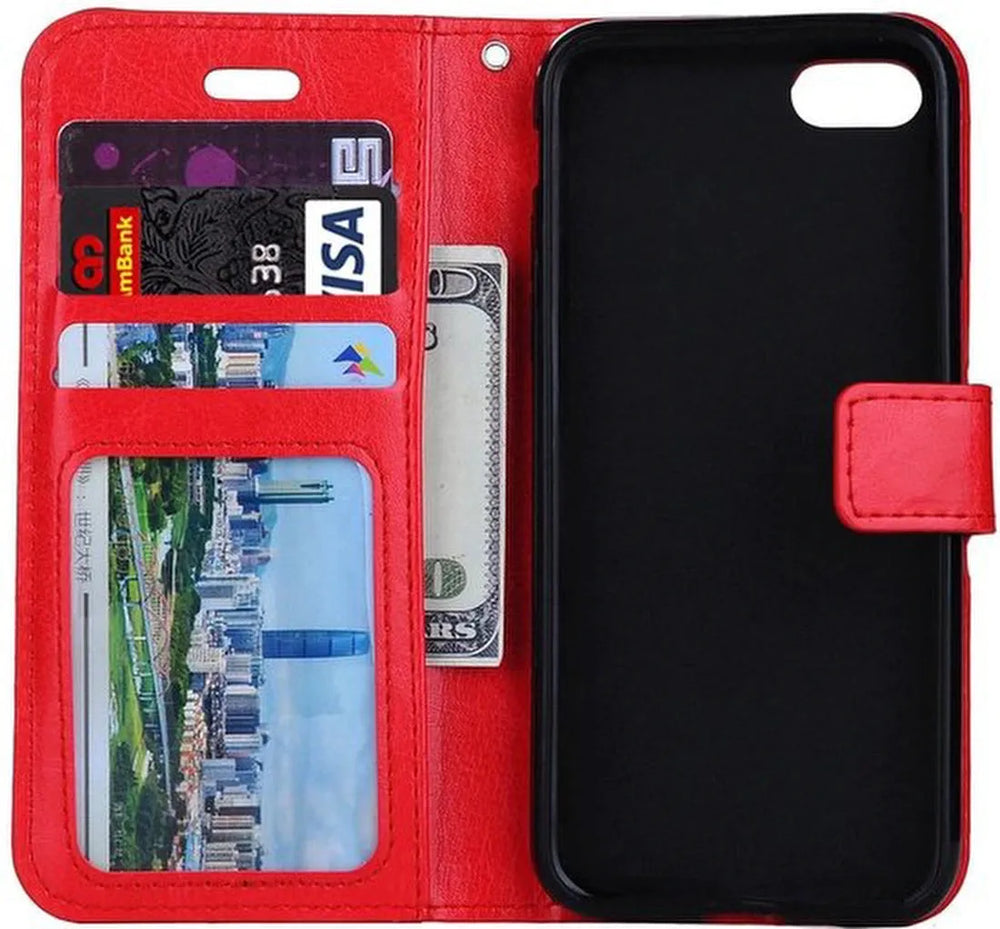 iPhone 7 Plus / 8 Plus Hoesjes – Portemonnee Hoes – Bookcase – Pasjeshouder – Rood-Ilumina Benelux