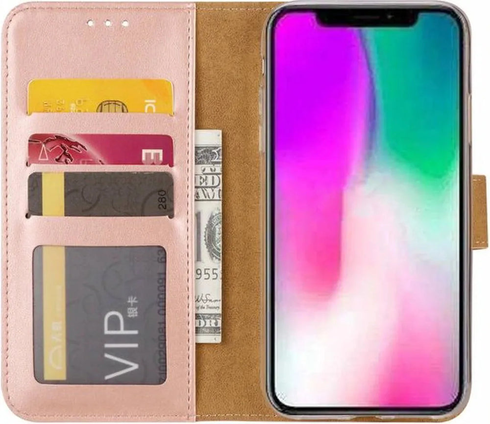 iPhone X / XS Hoesjes – Portemonnee Hoes – Pasjeshouder – Magneetsluiting – Roségoud-Ilumina Benelux