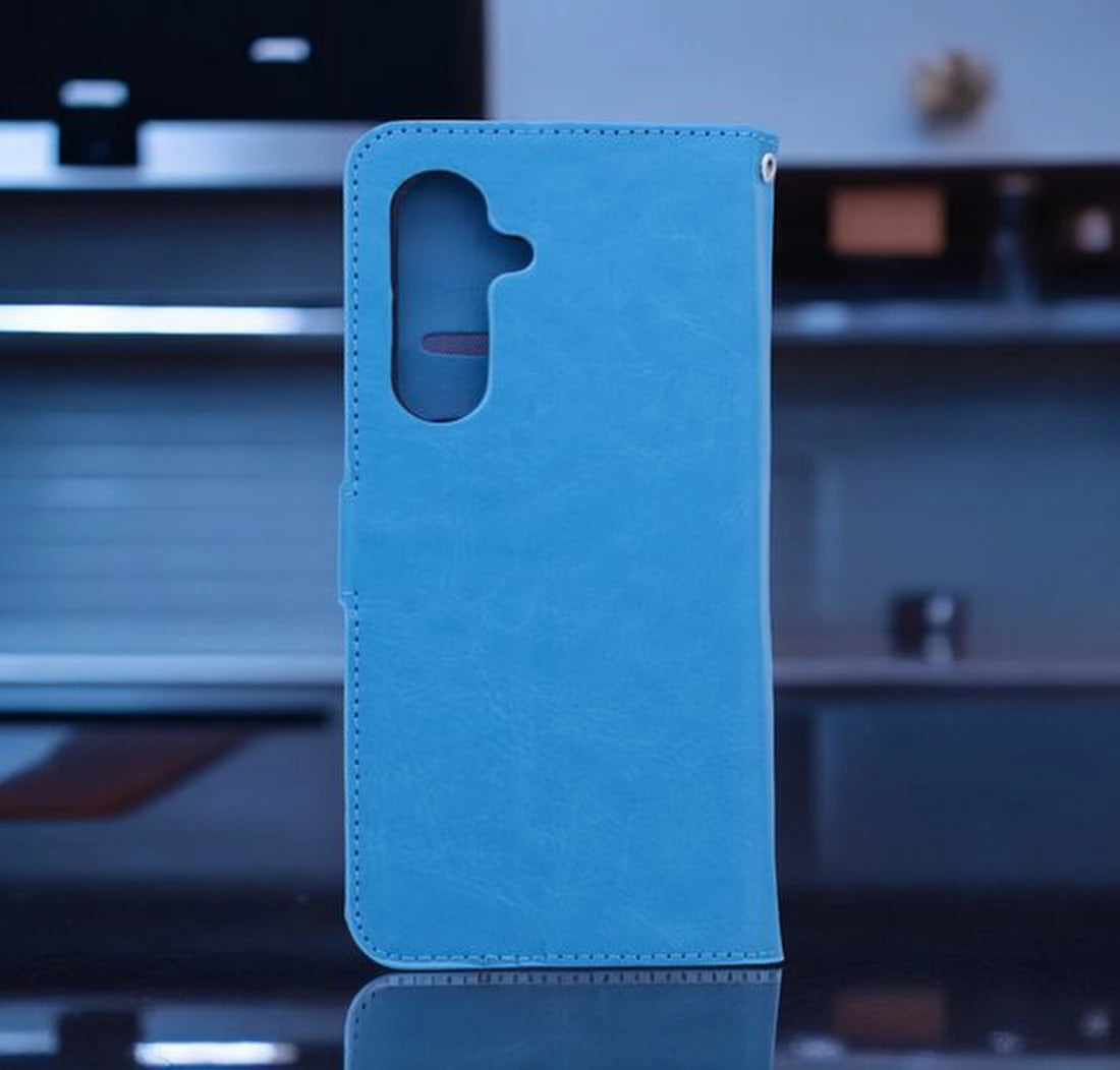 Samsung Galaxy S22 Hoesjes – Portemonnee Bookcase – Pasjeshouder – 2x Gehard Glas Screenprotector – Turquoise