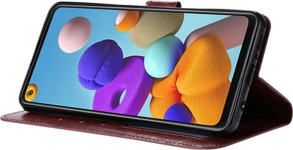 Samsung Galaxy S22 Hoesjes – Portemonnee Hoes – Pasjeshouder – 2x Gehard Glas Screenprotector – Bruin-Ilumina Benelux