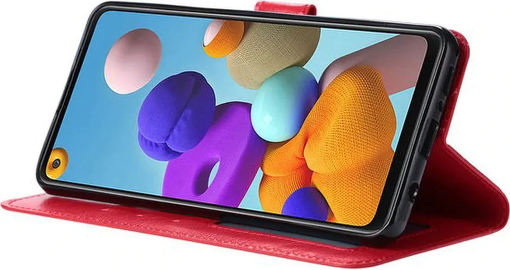 Samsung Galaxy S22 Hoesjes – Portemonnee Hoes – Pasjeshouder – 2x Gehard Glas Screenprotector – Rood-Ilumina Benelux