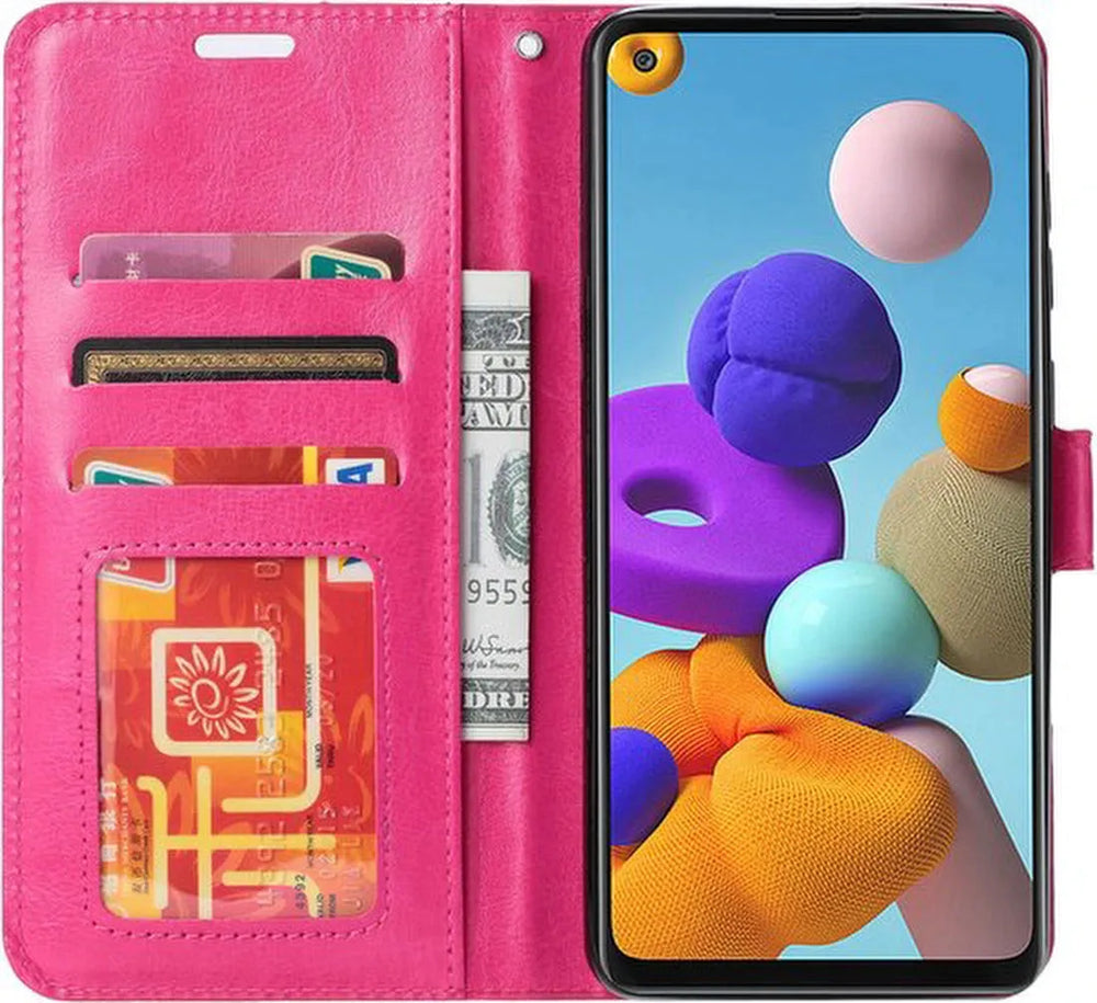 Samsung Galaxy S22 Hoesjes – Portemonnee Hoes – Pasjeshouder – 1x Gehard Glas Screenprotector – Roze-Ilumina Benelux