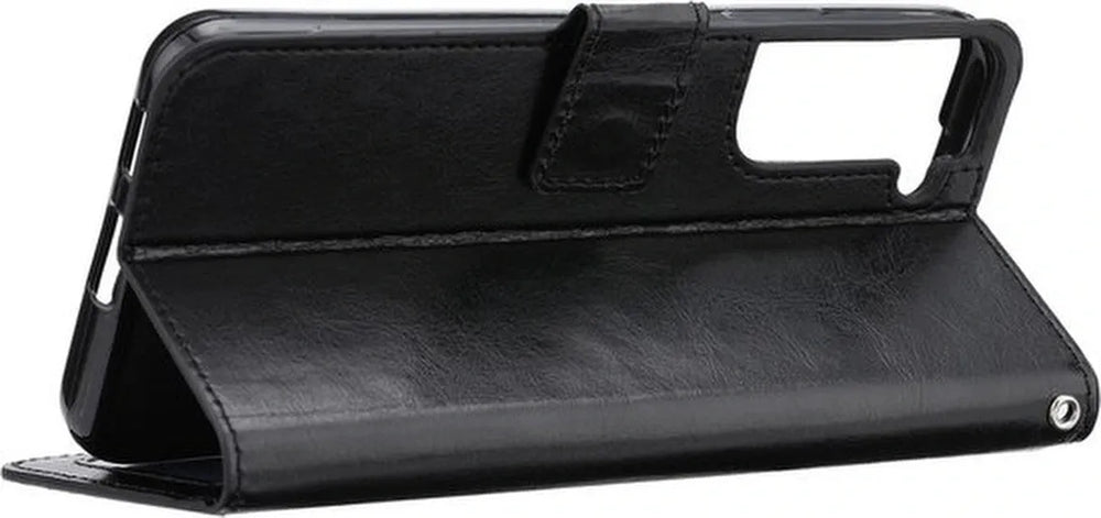Samsung Galaxy S22 Plus Hoesjes – Portemonnee Hoes – Pasjeshouder – 1x Gehard Glas Screenprotector – Zwart-Ilumina Benelux