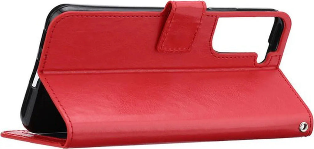 Samsung Galaxy S22 Plus Hoesjes – Portemonnee Hoes – Pasjeshouder – 1x Gehard Glas Screenprotector – Rood-Ilumina Benelux