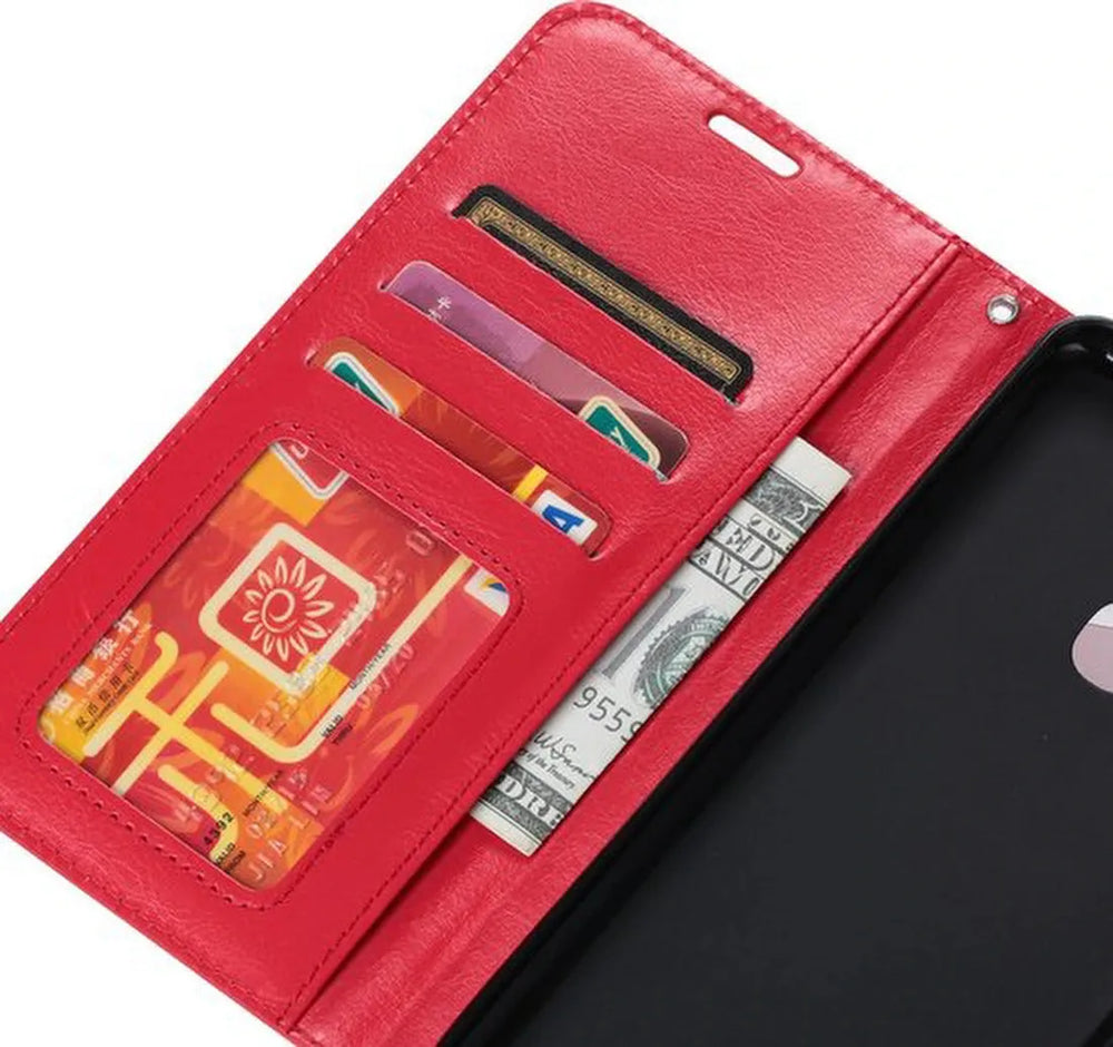 Samsung Galaxy S22 Plus Hoesjes – Portemonnee Hoes – 2x Gehard Glas Screenprotector – Magneetsluiting – Rood-Ilumina Benelux
