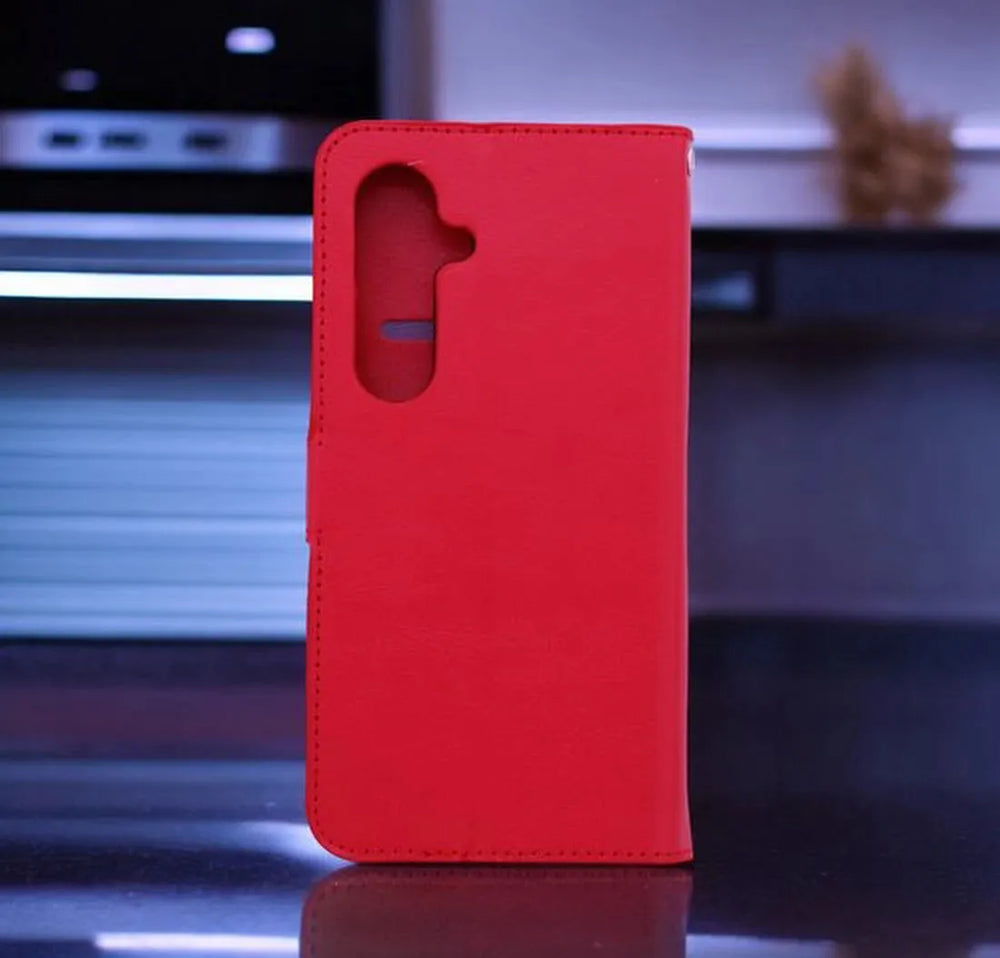 Samsung Galaxy S22 Plus Hoesjes – Portemonnee Bookcase – Pasjeshouder – Magneetsluiting – Rood + 3x Gehard Glas Screenprotector-Ilumina Benelux