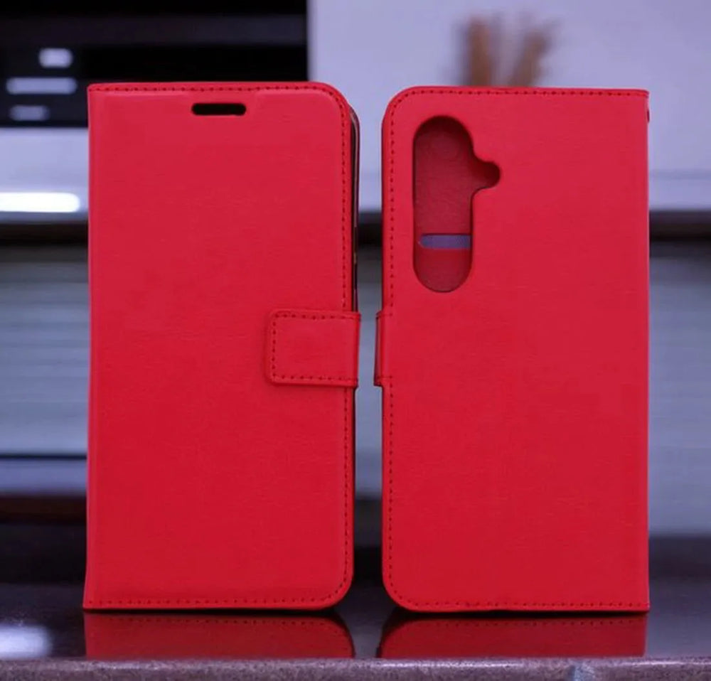 Samsung Galaxy S22 Plus Hoesjes – Portemonnee Bookcase – Pasjeshouder – Magneetsluiting – Rood + 3x Gehard Glas Screenprotector-Ilumina Benelux