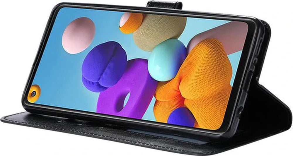 Samsung Galaxy S22 Ultra Hoesjes – Portemonnee Hoes – Magneetsluiting – Inclusief Gehard Glas Screenprotector – Zwart-Ilumina Benelux