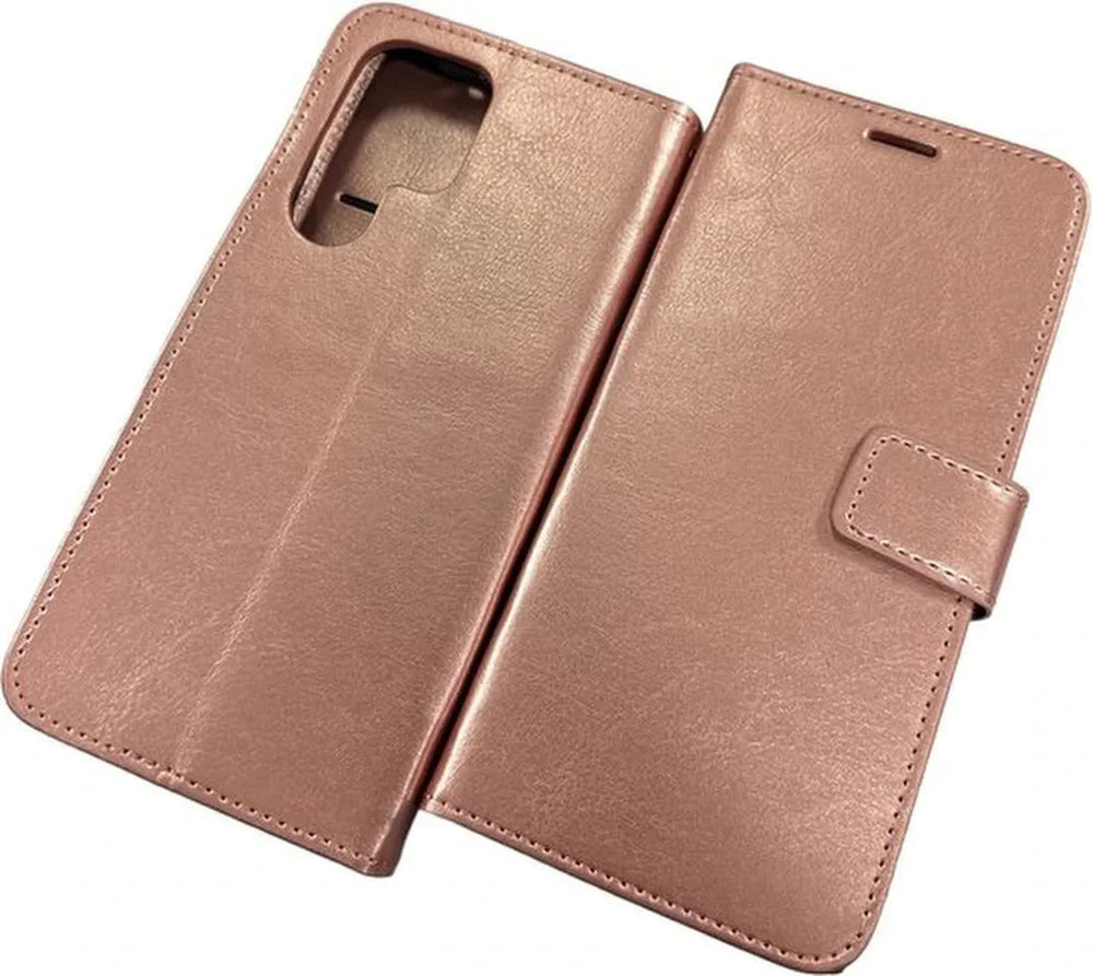 Samsung Galaxy S22 Ultra Hoesjes – Portemonnee Hoes – Magneetsluiting – Pasjeshouder – Roségoud-Ilumina Benelux