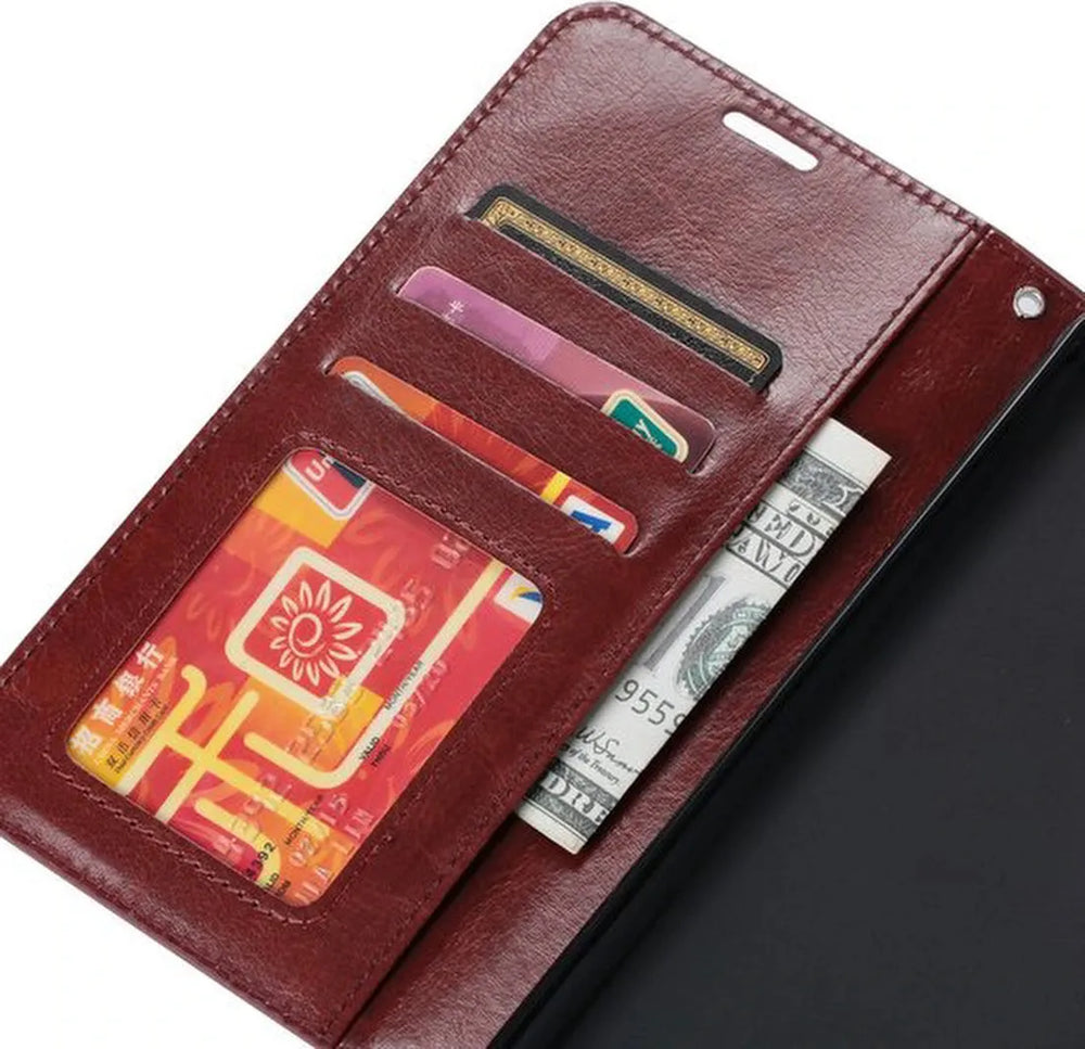 Samsung Galaxy S22 Ultra Hoesjes – Portemonnee Hoes – Pasjeshouder – Magneetsluiting – Bruin-Ilumina Benelux