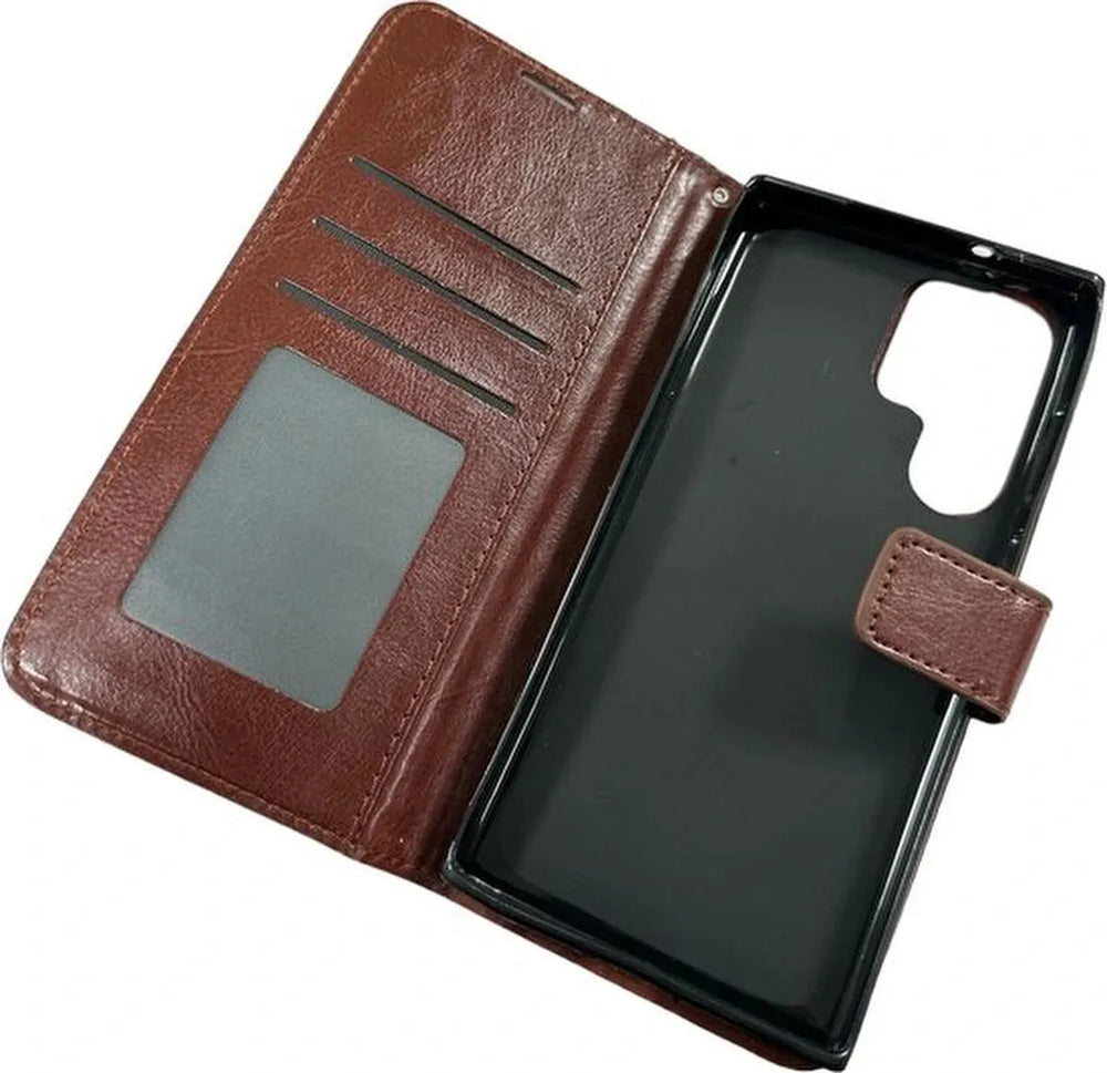 Samsung Galaxy S22 Ultra Hoesjes – Portemonnee Hoes – Pasjeshouder – Magneetsluiting – Bruin-Ilumina Benelux