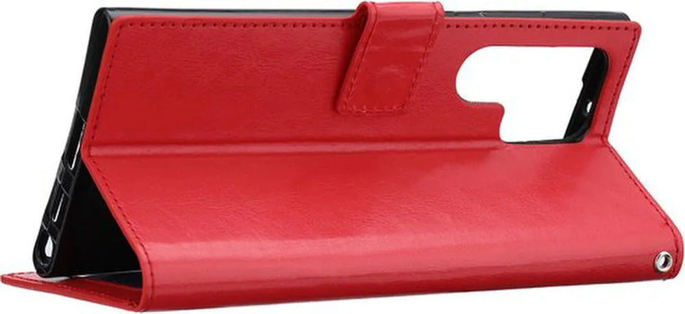 Samsung Galaxy S22 Ultra Hoesjes – Portemonnee Hoes – Pasjeshouder – Magneetsluiting – Rood-Ilumina Benelux