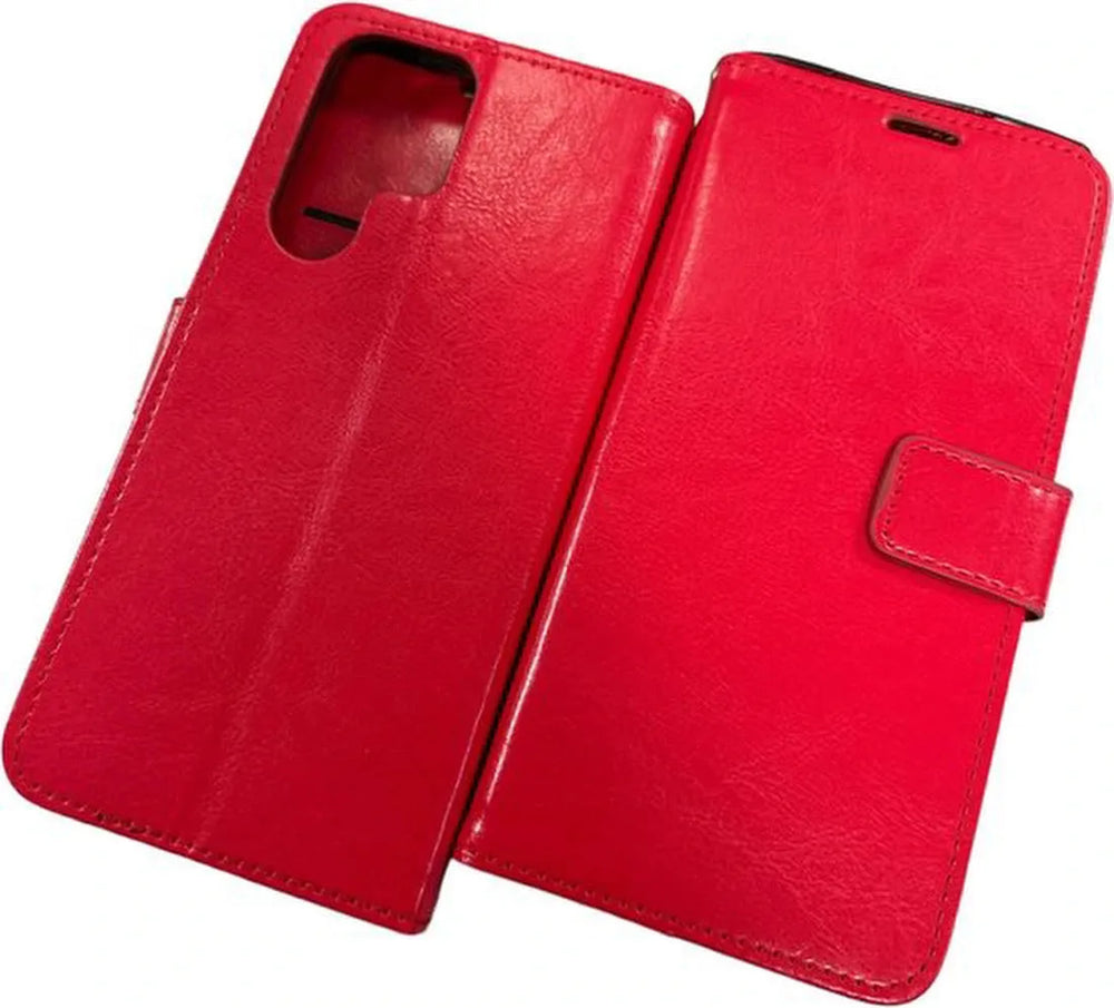 Samsung Galaxy S22 Ultra Hoesjes – Portemonnee Hoes – Pasjeshouder – Magneetsluiting – Rood-Ilumina Benelux