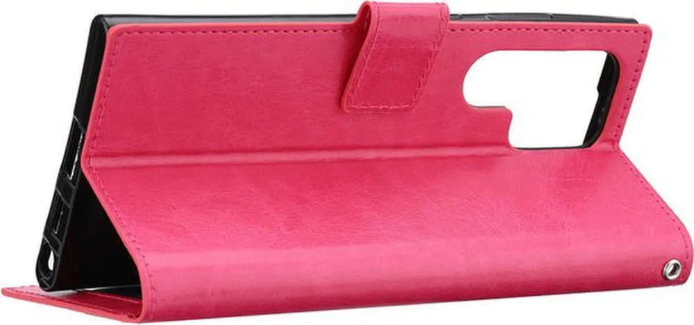 Samsung Galaxy S22 Ultra Hoesjes – Portemonnee Hoes – Pasjeshouder – Magneetsluiting – Roze-Ilumina Benelux