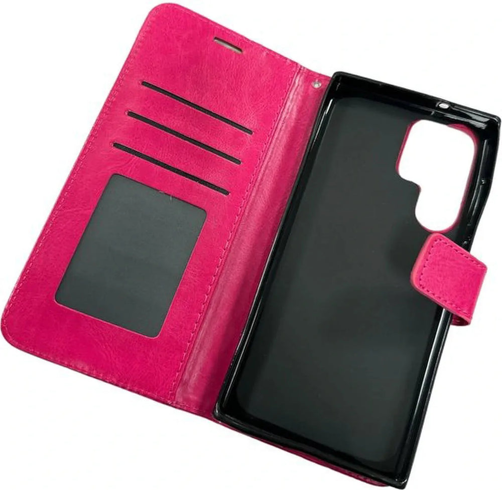 Samsung Galaxy S22 Ultra Hoesjes – Portemonnee Hoes – Pasjeshouder – Magneetsluiting – Roze-Ilumina Benelux