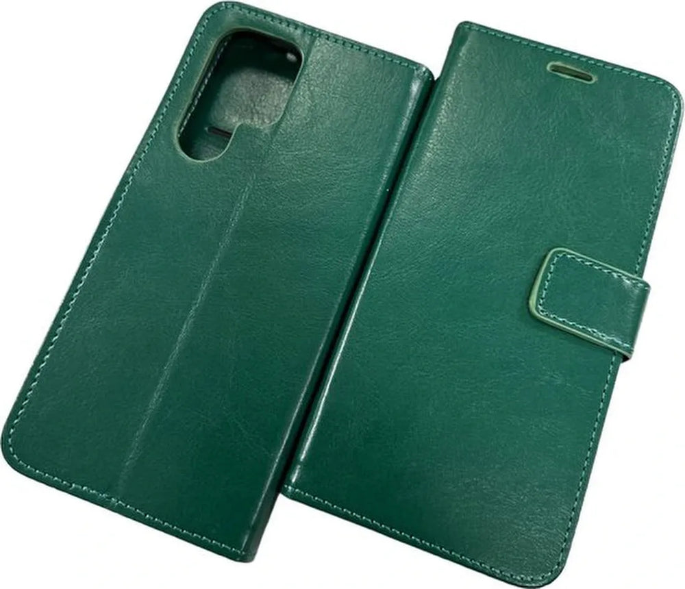 Samsung Galaxy S22 Ultra Hoesjes – Portemonnee Hoes – Pasjeshouder – Magneetsluiting – Groen-Ilumina Benelux