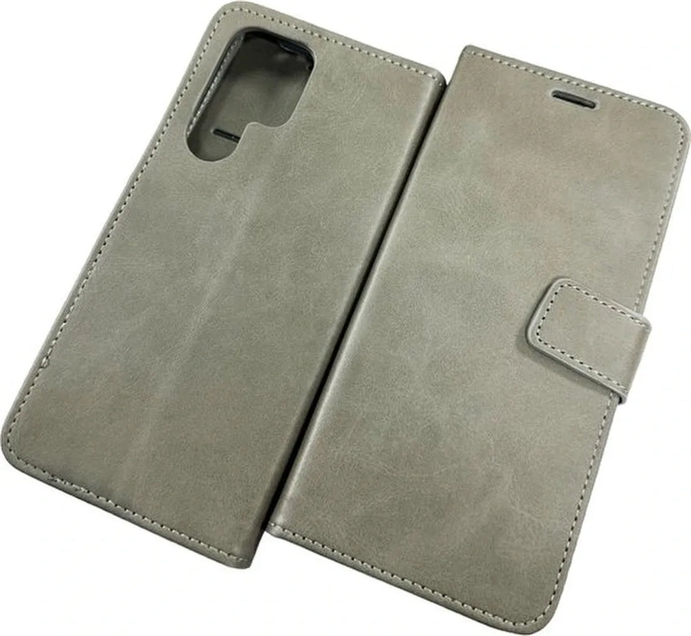 Samsung Galaxy S22 Ultra Hoesjes – Portemonnee Hoes – Pasjeshouder – Magneetsluiting – Grijs-Ilumina Benelux