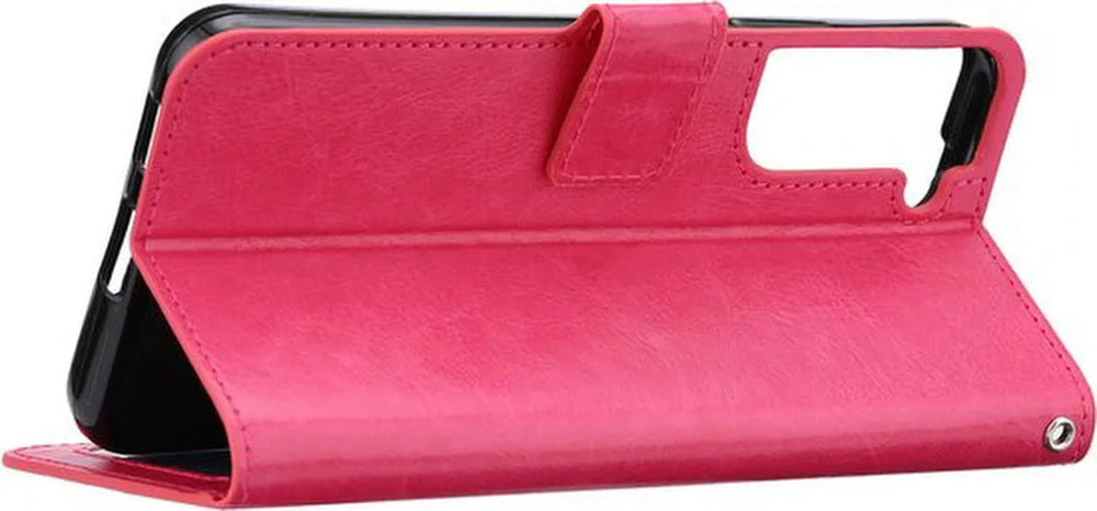 Samsung Galaxy S21 FE Hoesjes – Portemonnee Hoes – 2x Gehard Glas Screenprotector – Magneetsluiting – Roze-Ilumina Benelux