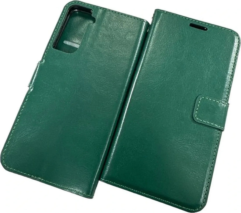 Samsung Galaxy S21 FE Hoesjes – Portemonnee Hoes – Pasjeshouder – Magneetsluiting – Groen-Ilumina Benelux