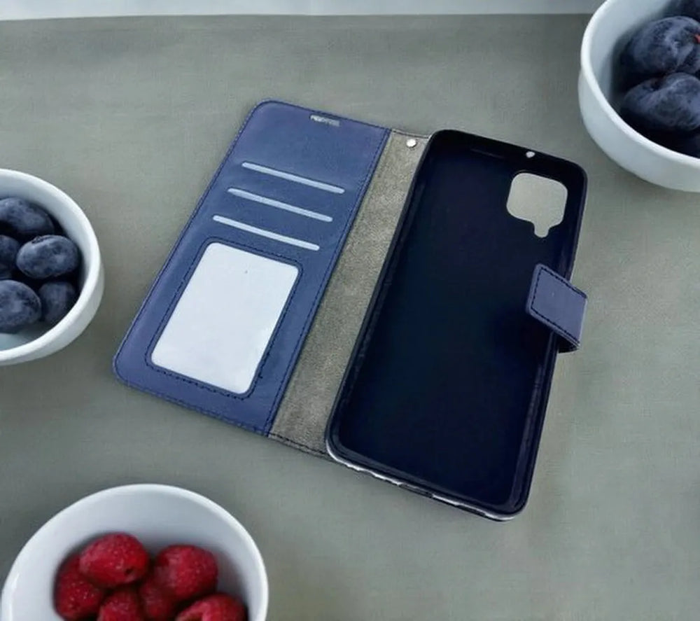 Samsung Galaxy A12 Hoesjes – Portemonnee Hoes – Pasjeshouder – 2x Gehard Glas Screenprotector – Blauw-Ilumina Benelux