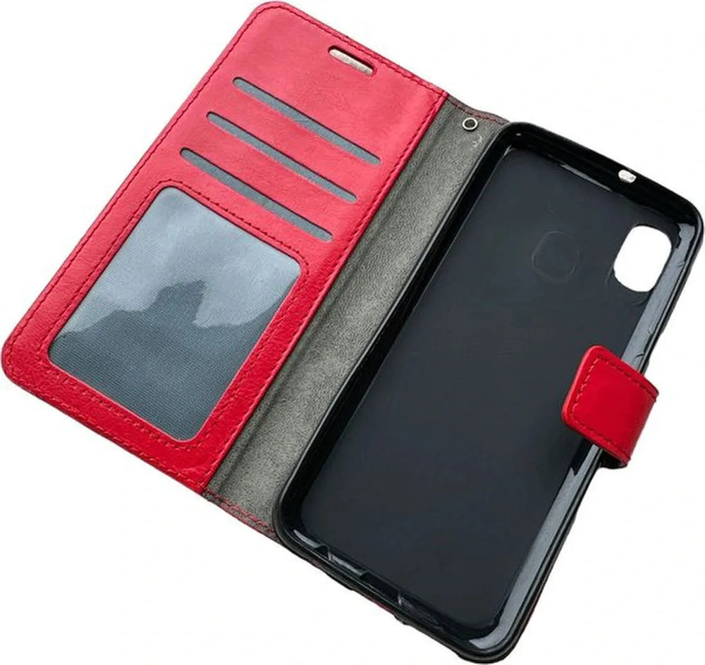 Samsung Galaxy A01 Core Hoesjes – Bookcase Portemonnee Hoes – Pasjeshouder – Magneetsluiting – Rood-Ilumina Benelux