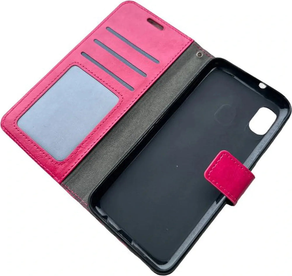 Samsung Galaxy A01 Core Hoesjes – Bookcase Portemonnee Hoes – Pasjeshouder – Magneetsluiting – Roze-Ilumina Benelux