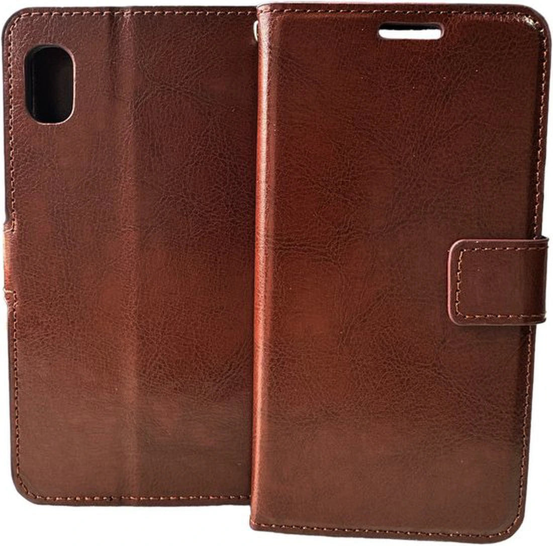 Bookcase Geschikt voor: Samsung Galaxy A01 Core Bruin - portemonnee hoesje