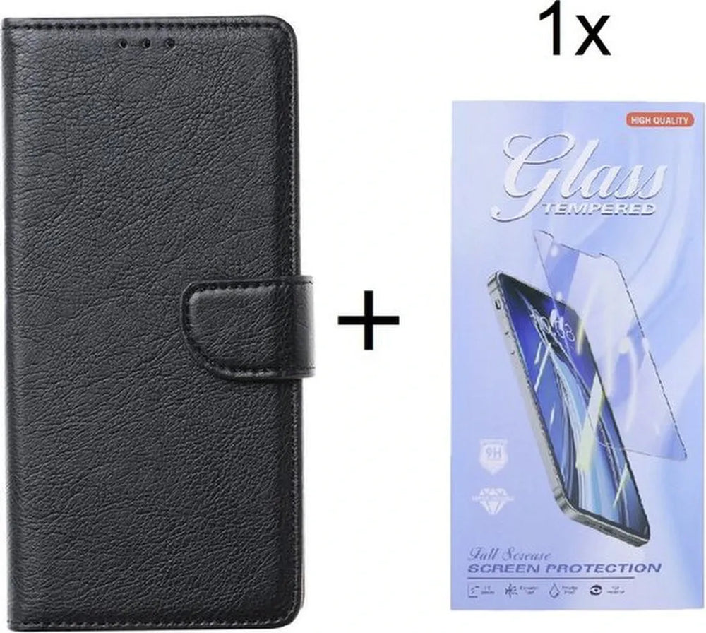 Huawei P10 Hoesjes – Portemonnee Hoes – Pasjeshouder – Inclusief Screenprotector – Zwart-Ilumina Benelux