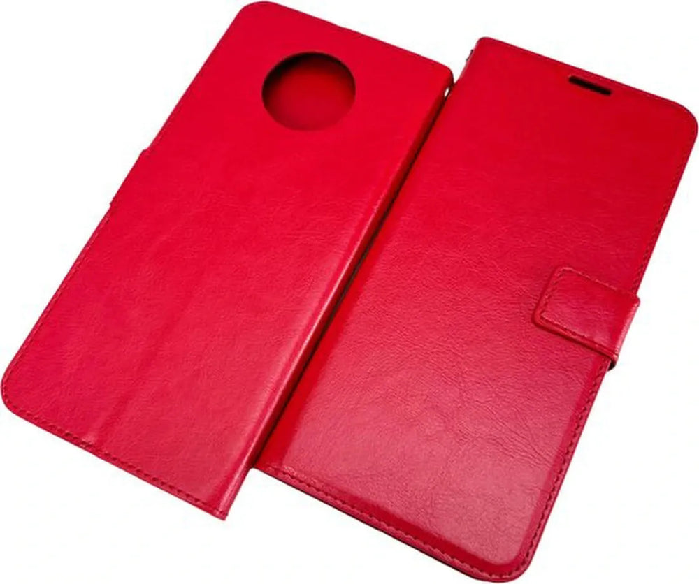 Nokia G50 Hoesjes – Portemonnee Hoes – Pasjeshouder – Magneetsluiting – Rood + Screenprotector-Ilumina Benelux