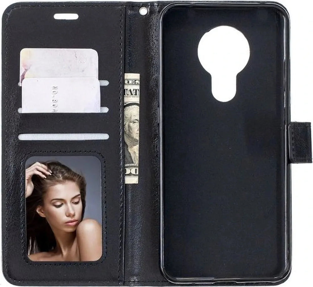 Motorola Moto E7 Hoesjes – Portemonnee Hoes – Pasjeshouder – Magneetsluiting – Zwart-Ilumina Benelux