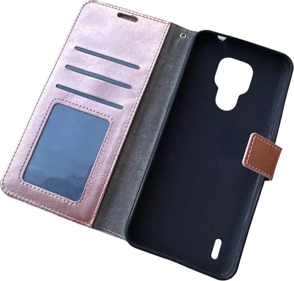 Motorola Moto E7 Hoesjes – Portemonnee Hoes – Pasjeshouder – 2x Screenprotector – Roségoud-Ilumina Benelux