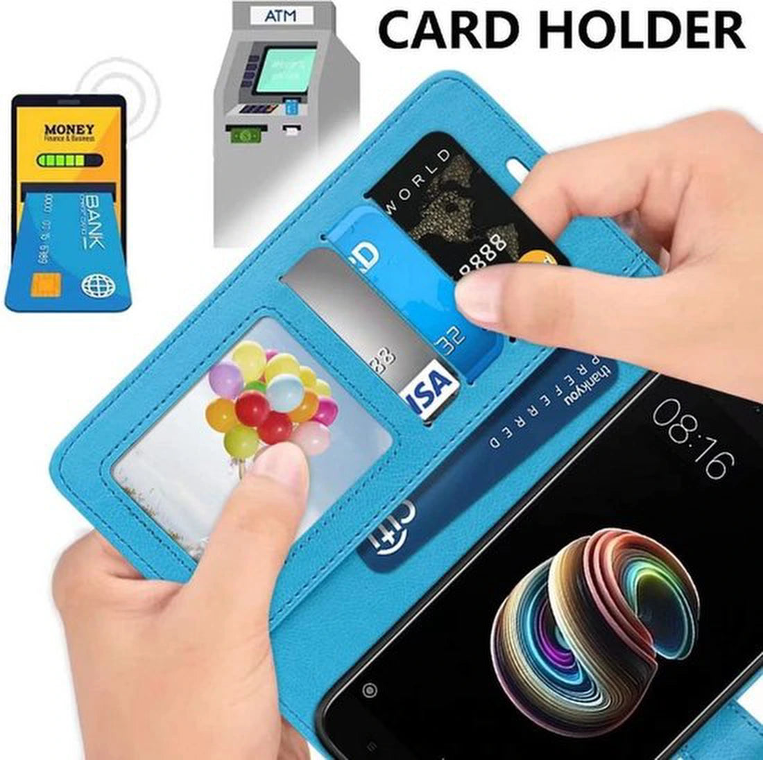 Bookcase Geschikt voor: Motorola Moto E7 Turquoise - Portemonnee hoesje