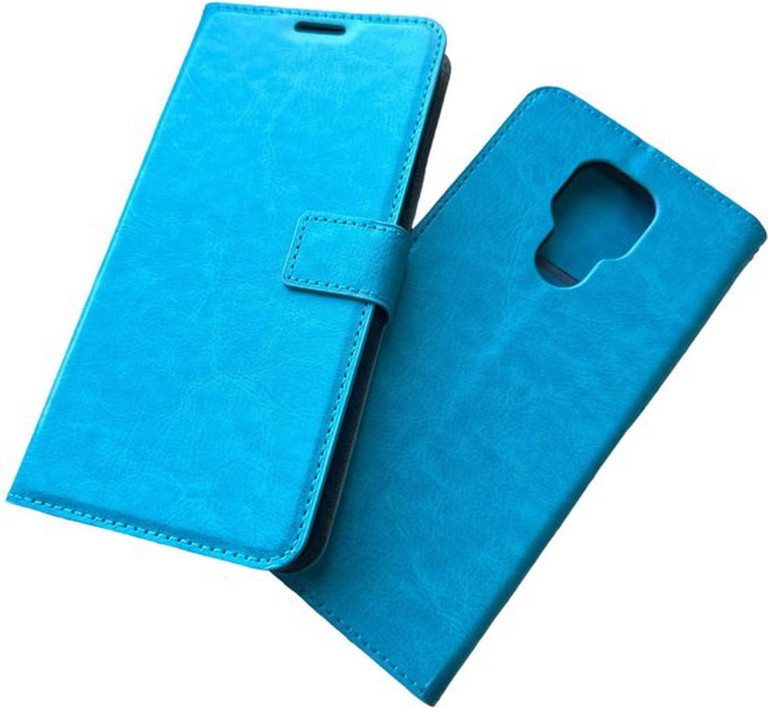 Motorola Moto E7 Hoesjes – Portemonnee Hoes – Pasjeshouder – Magneetsluiting – Turquoise