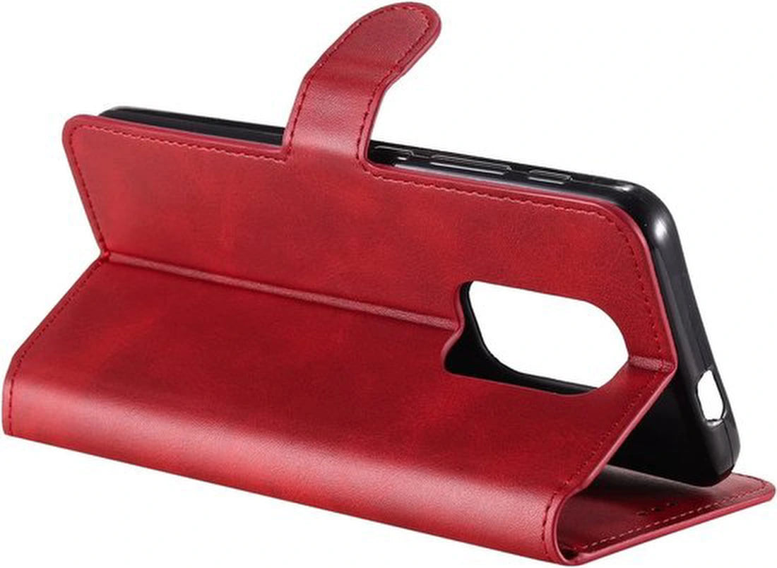 Motorola Moto E7 Hoesjes – Bookcase Portemonnee – Pasjeshouder – 2x Screenprotector – Rood