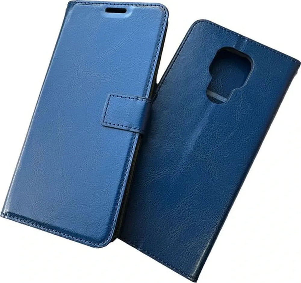 Motorola Moto E7 Hoesjes – Portemonnee Hoes – Pasjeshouder – Magneetsluiting – Blauw-Ilumina Benelux