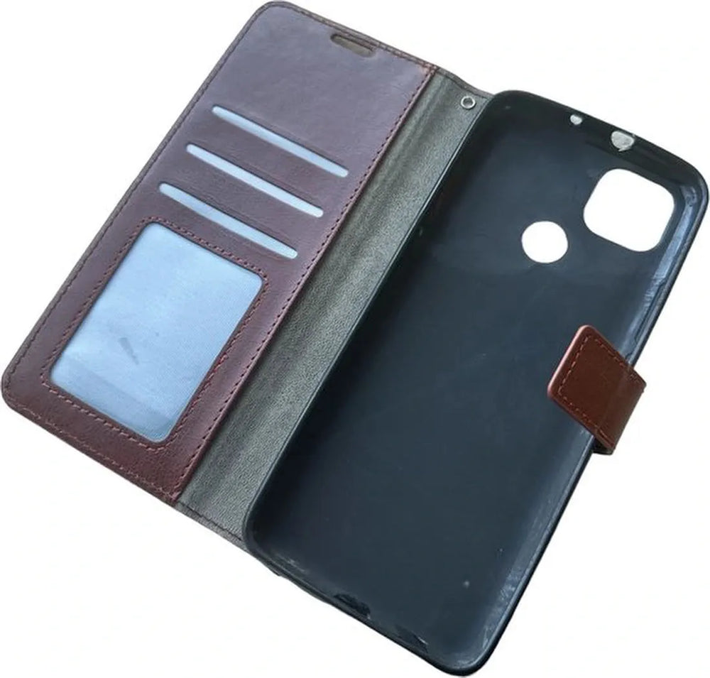 Xiaomi Redmi 9C Hoesjes – Bookcase Portemonnee Hoes – Pasjeshouder – Magneetsluiting – Bruin-Ilumina Benelux