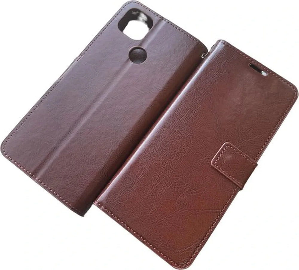 Xiaomi Redmi 9C Hoesjes – Bookcase Portemonnee Hoes – Pasjeshouder – Magneetsluiting – Bruin-Ilumina Benelux