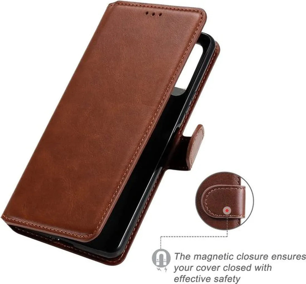 Sony Xperia 10 II Hoesjes – Bookcase Portemonnee – Magneetsluiting – Inclusief 2x Screenprotector – Bruin-Ilumina Benelux