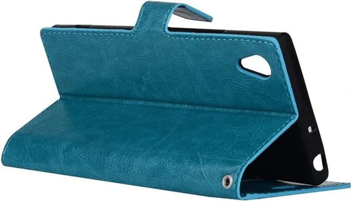 Sony Xperia L1 Hoesjes – Portemonnee Hoes – Pasjeshouder – 3x Screenprotector – Turquoise-Ilumina Benelux