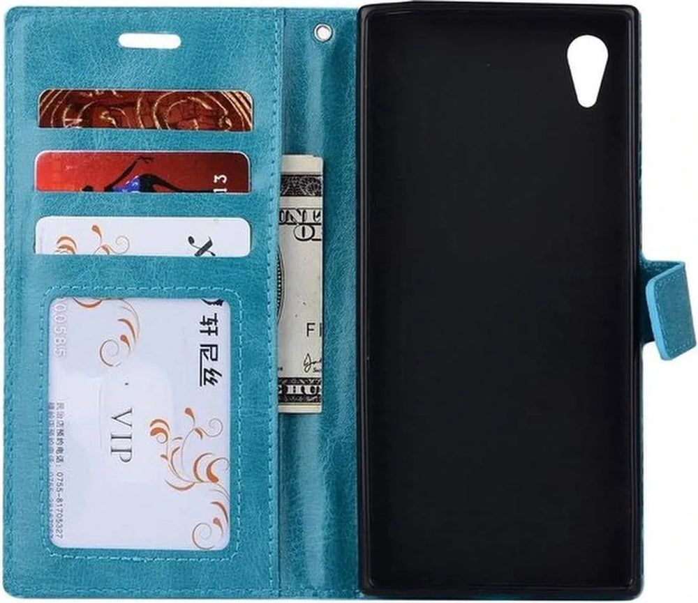 Sony Xperia L1 Hoesjes – Portemonnee Hoes – Pasjeshouder – 3x Screenprotector – Turquoise-Ilumina Benelux