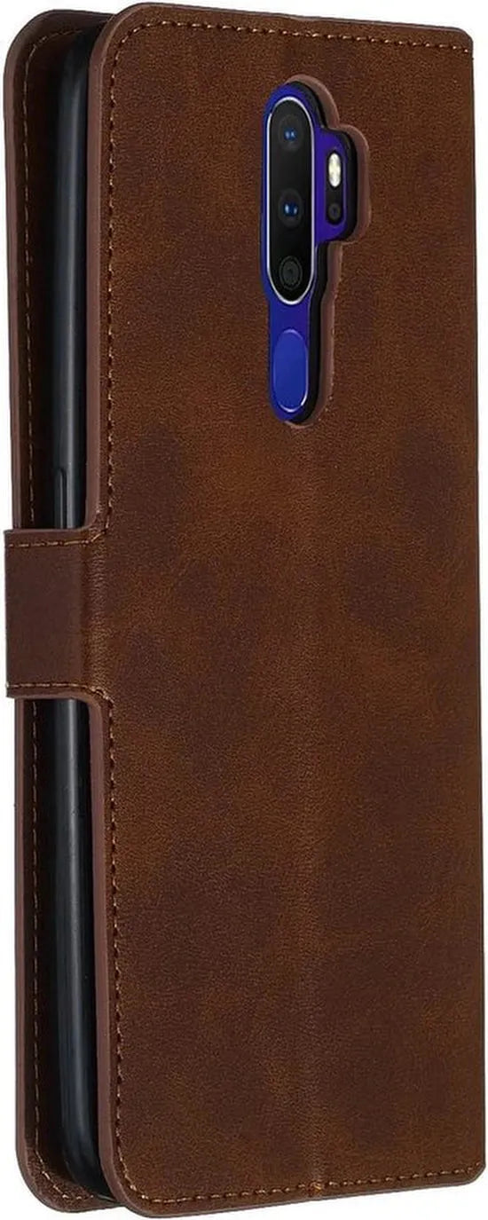 Oppo A5 2020 Hoesjes – Oppo A9 2020 – Portemonnee Bookcase – Pasjeshouder – 3x Screenprotector – Bruin-Ilumina Benelux